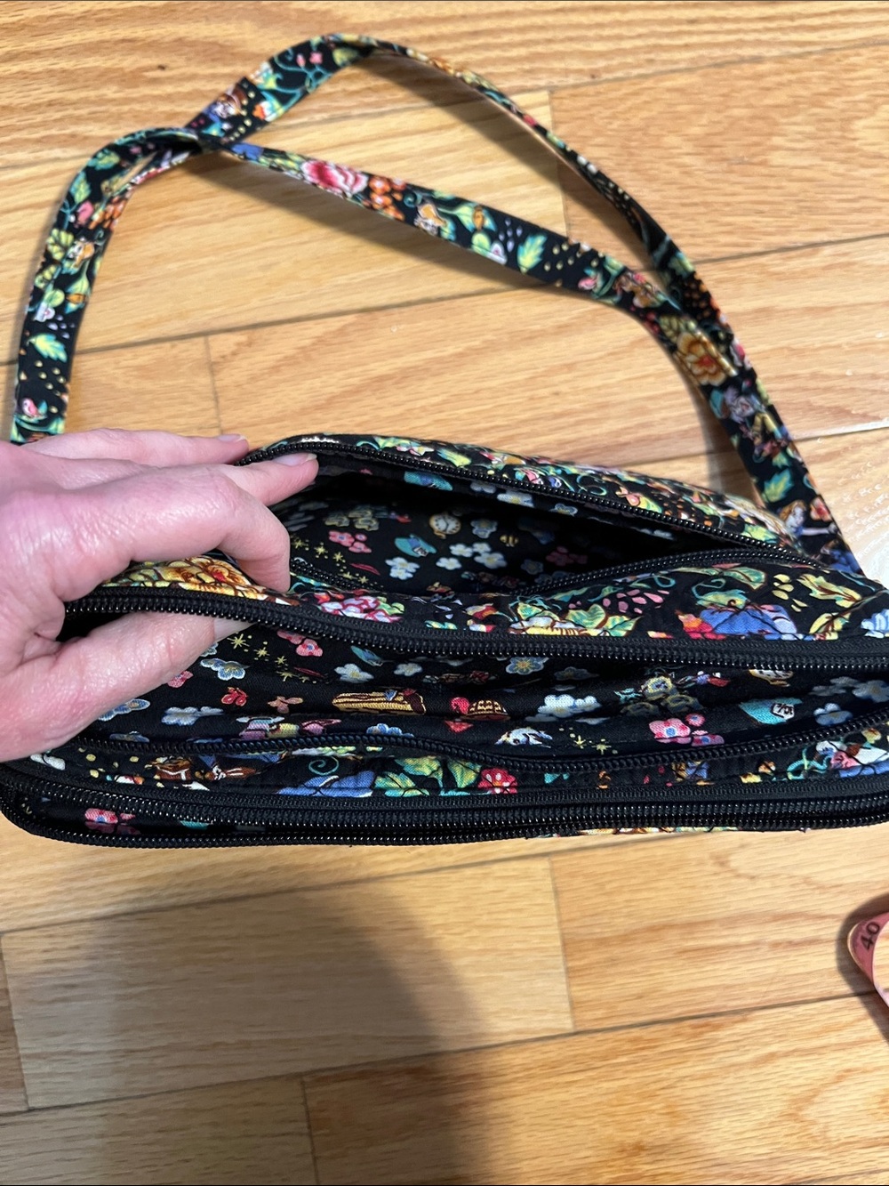Vera Bradley Disney Black Floral Quilted Crossbody - Picture 7 of 12